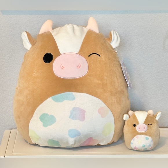 thumbnail interactive-video image 1 of Nwt Squishmallow 2 Griella The Cow Spring Easter... 1 of 14